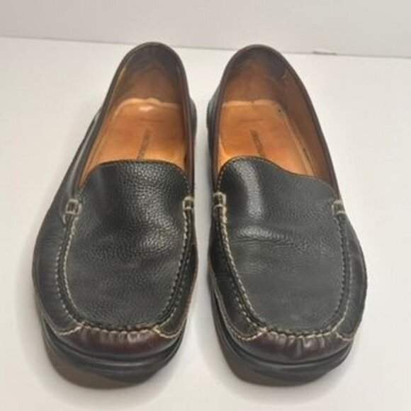 Johnston & Murphy Mens Leather Loafers Black & Brown Stitching Size 12M main image 4